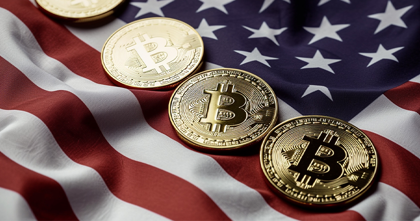 Bitcoin Rights Laws: Bitcoin tokens on US flag