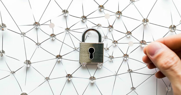 Padlock on thumbtack board