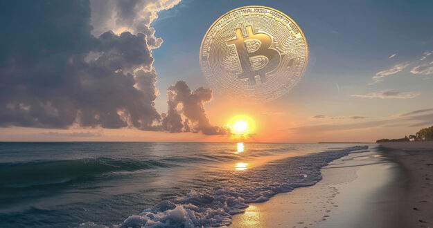 Bitcoin over the Santa Monica beach